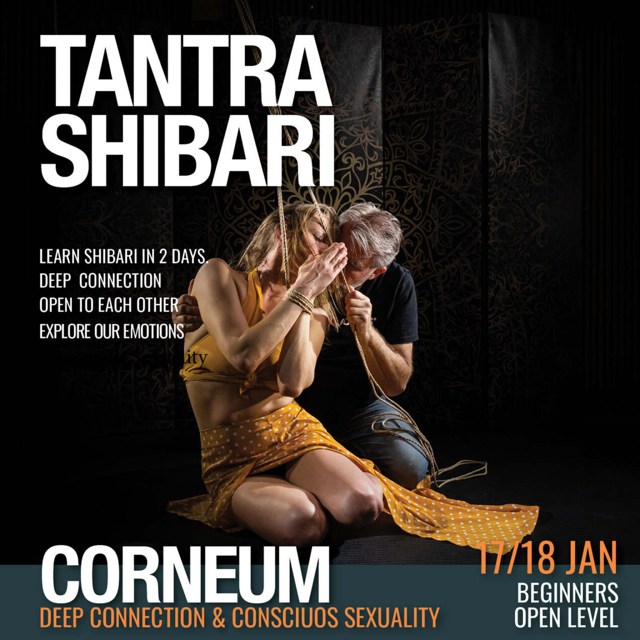 Tantra Shibari workshop. Connection,The Art of Shuuchinawa Workshop, Greeting ties, Newaza, Body handling, Yukimura, Kirigami, Hajime Kinoko, Midori, Kurogami, Ropunawa, Nikola, Osada, Naka, Hajime Kinoko, Osada Steve, Nawashi Kanna, Naka Akira, Yukinaga Max, Midori, Riccardo Wildties, Pedro, Luxuria, Yagami Ren, Gorgone, Gestalta, WykD Dave, Clover, Fuoco, Fred Hatt, Yoroi Ryu, Kazami Ranki, Sophia Rose, Ichinawa, Kubi-nawa, Te-nawa, Hiza-nawa, Muna-nawa, Kaikyaku, shibari workshop, hashira workshop, dynamic hashira, predicament, breath play, Corneum, Belgium, Lennik, Brussels