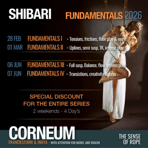 Shibari, Kinbaku, Semenawa, Tantra Shibari workshops. Connection,The Art of Shuuchinawa, Greeting ties, Body handling, Yukimura, Kirigami, Kinoko, Kurogami, Ropunawa, Nikola, Osada, Osada Steve, Nawashi Kanna, Naka Akira, Yukinaga Max, Midori, Riccardo Wildties, Pedro, Luxuria, Yagami Ren, Gorgone, Gestalta, Fred Hatt, Yoroi Ryu, Kazami Ranki, Sophia Rose, Ichinawa, Hiza-nawa, Muna-nawa, Kaikyaku, hashira workshop, dynamic hashira, predicament, breath play, Corneum, Belgium, Lennik, Brussels